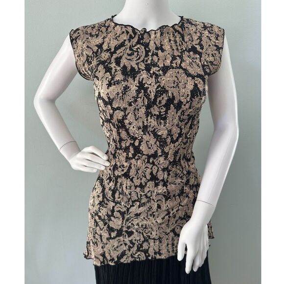 Connected Apparel Vintage Y2k 90s Black and Tan Sleeveless Top Tunic size 6 - Picture 1 of 8